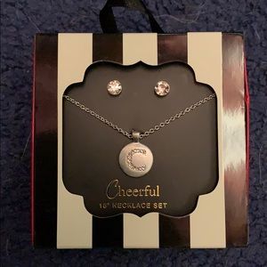 C embroidered necklace earring set